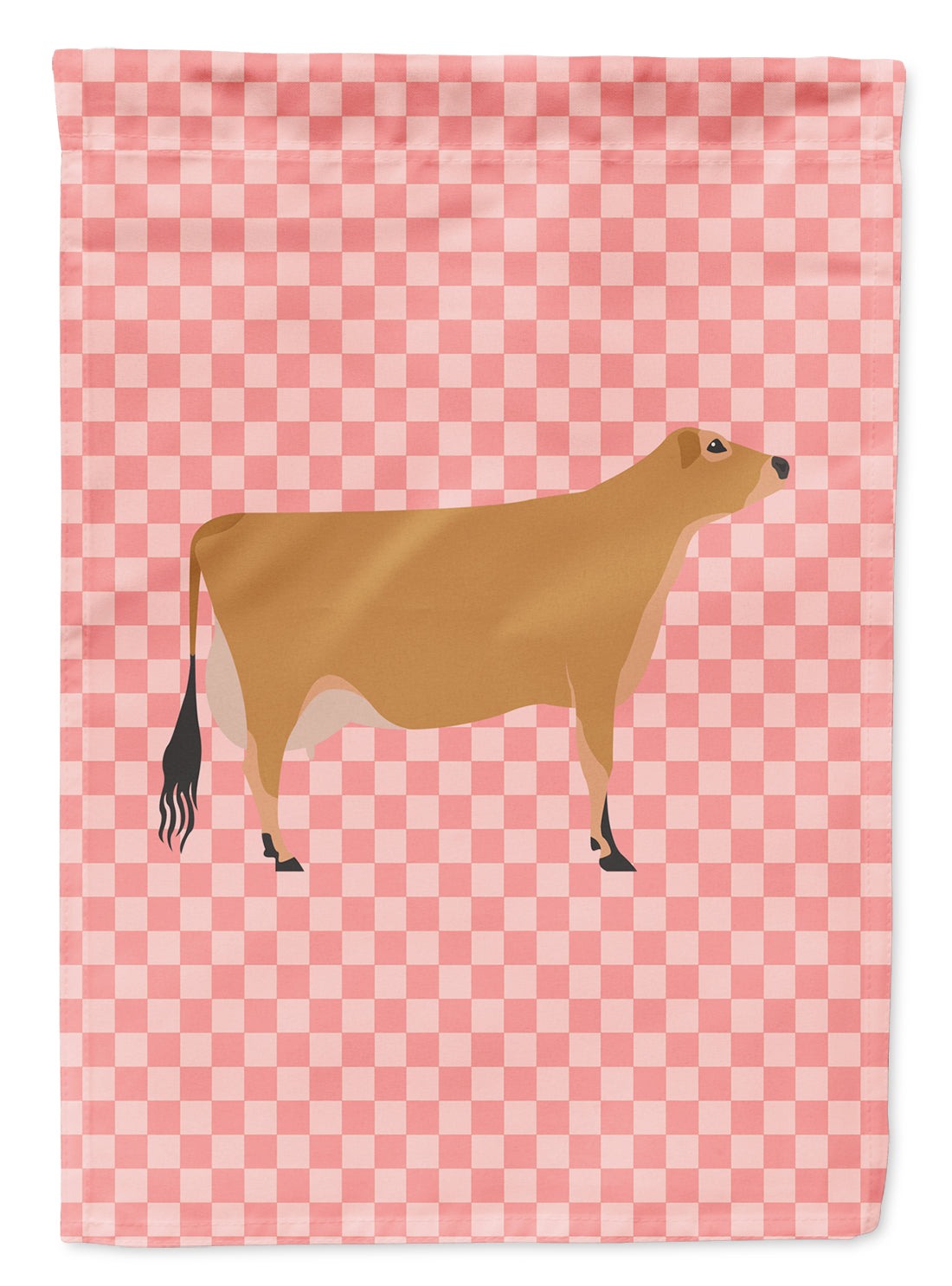 Jersey Cow Pink Check Flag Garden Size