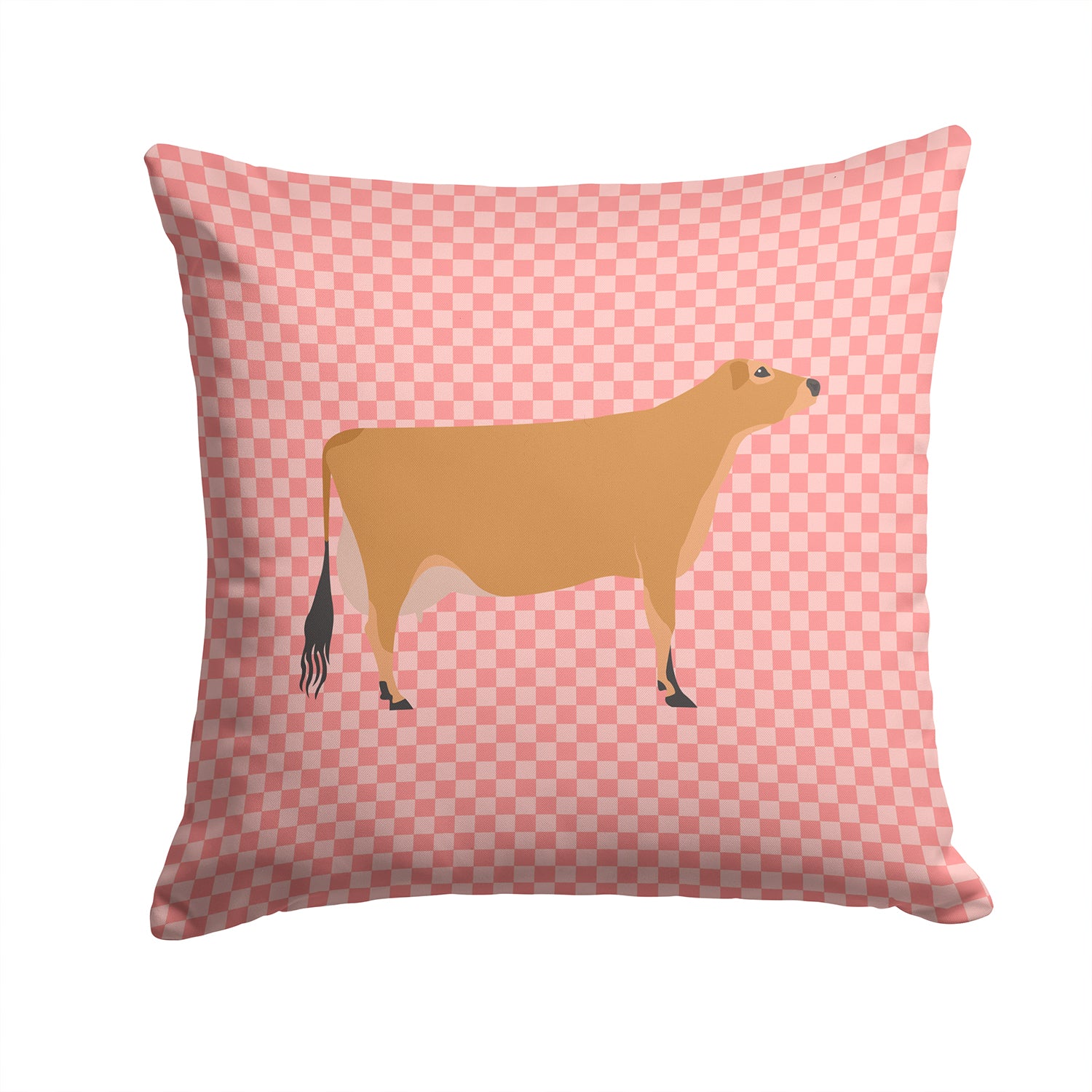 Jersey Cow Pink Check Fabric Decorative Pillow BB7829PW1414 - the-store.com
