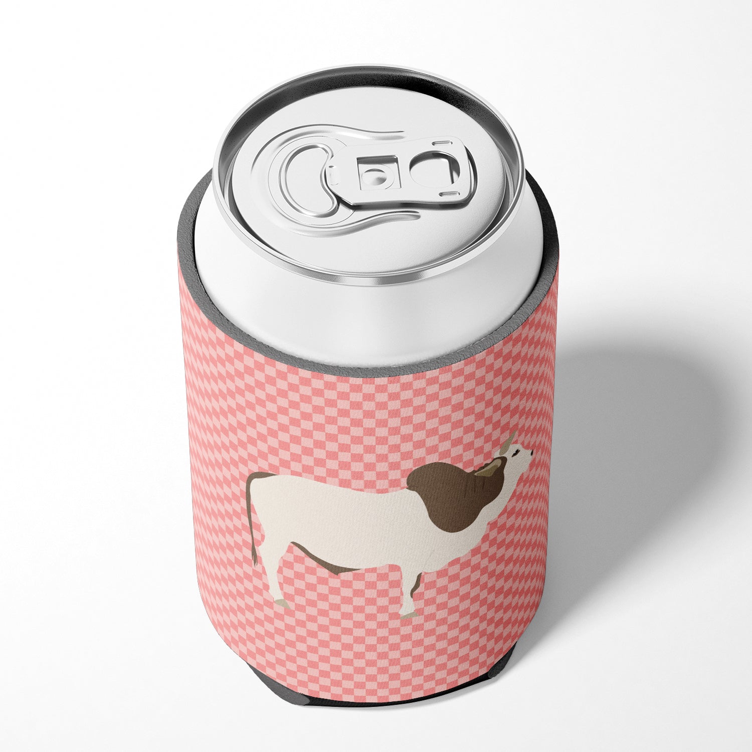 Malvi Cow Pink Check Can or Bottle Hugger BB7830CC