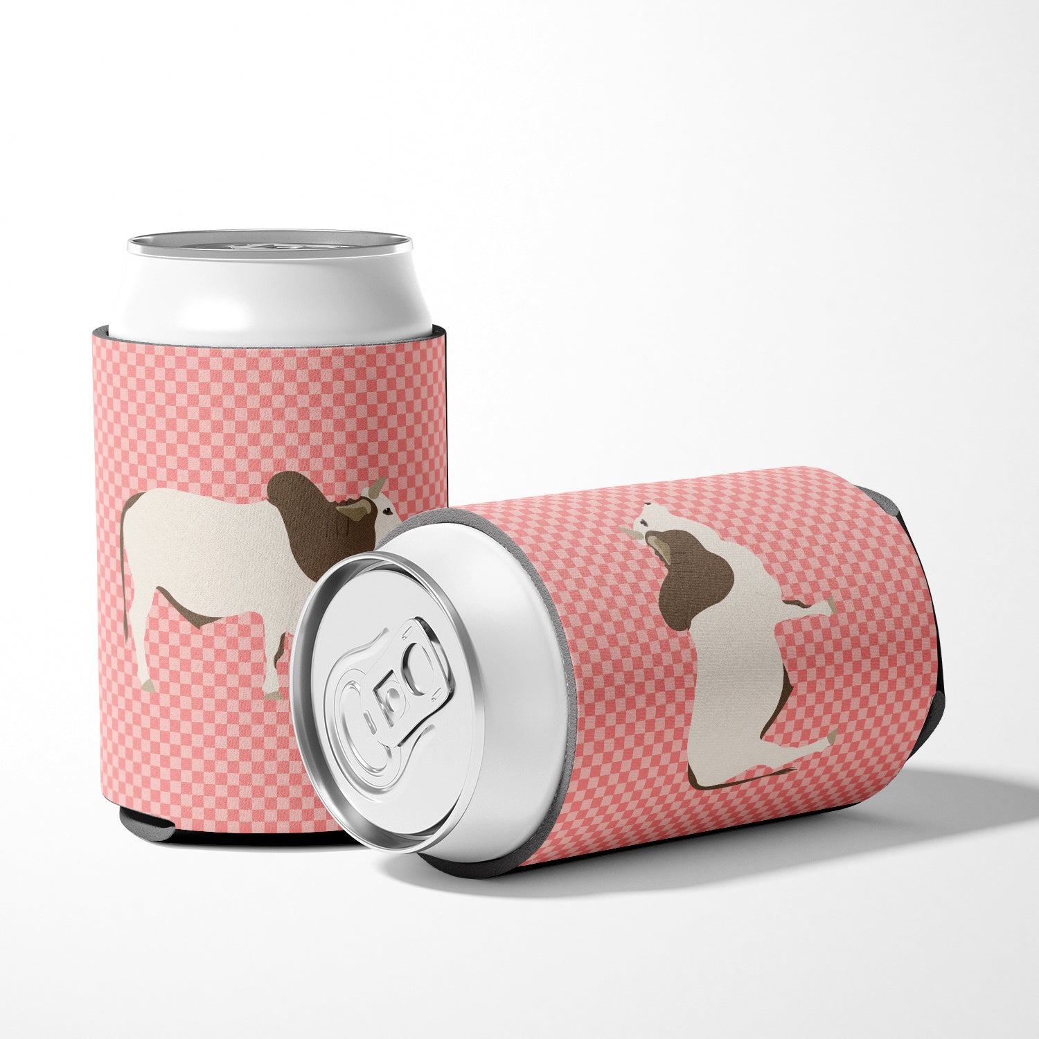 Malvi Cow Pink Check Can or Bottle Hugger BB7830CC  the-store.com.