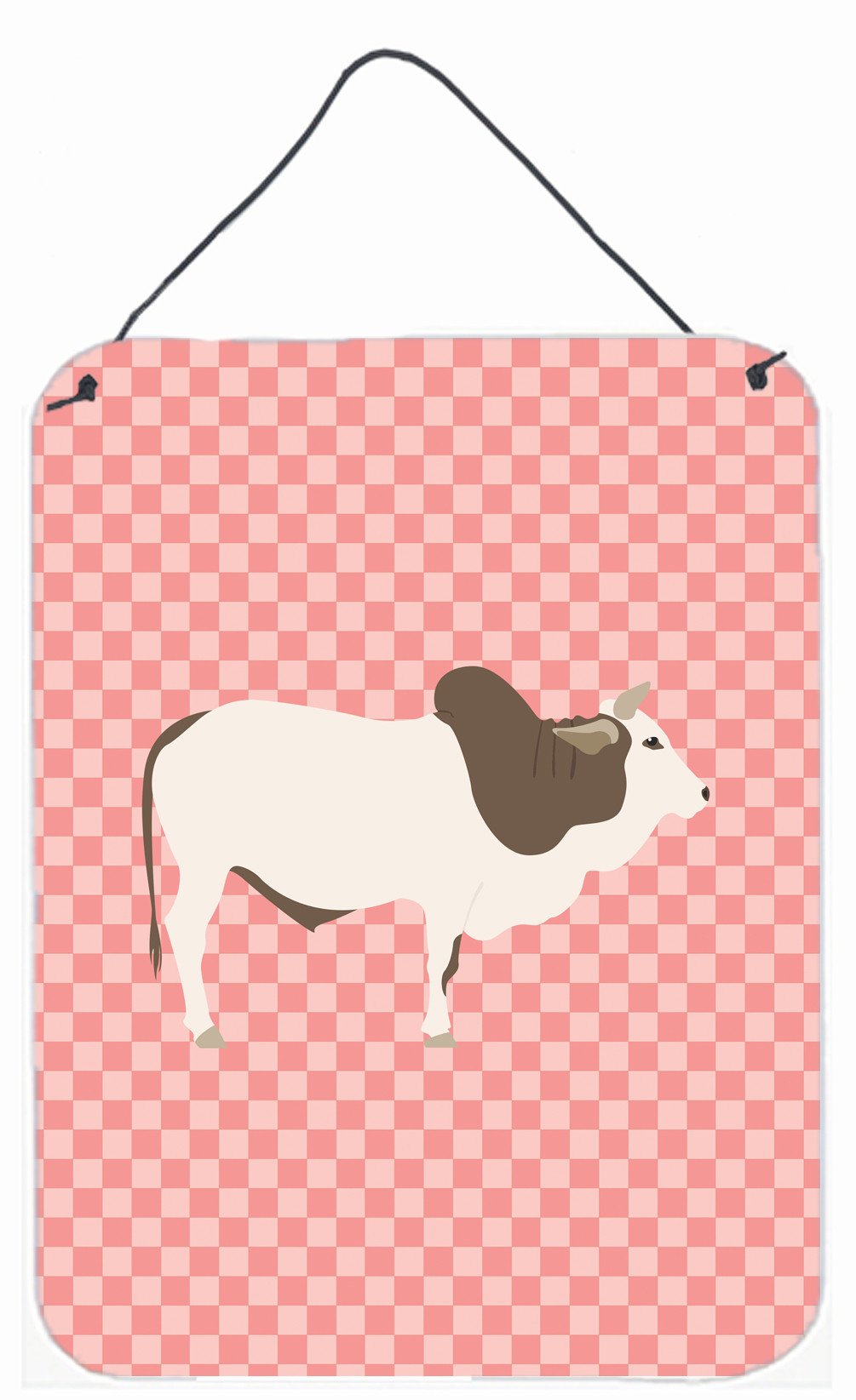 Malvi Cow Pink Check Wall or Door Hanging Prints BB7830DS1216 by Caroline&#39;s Treasures