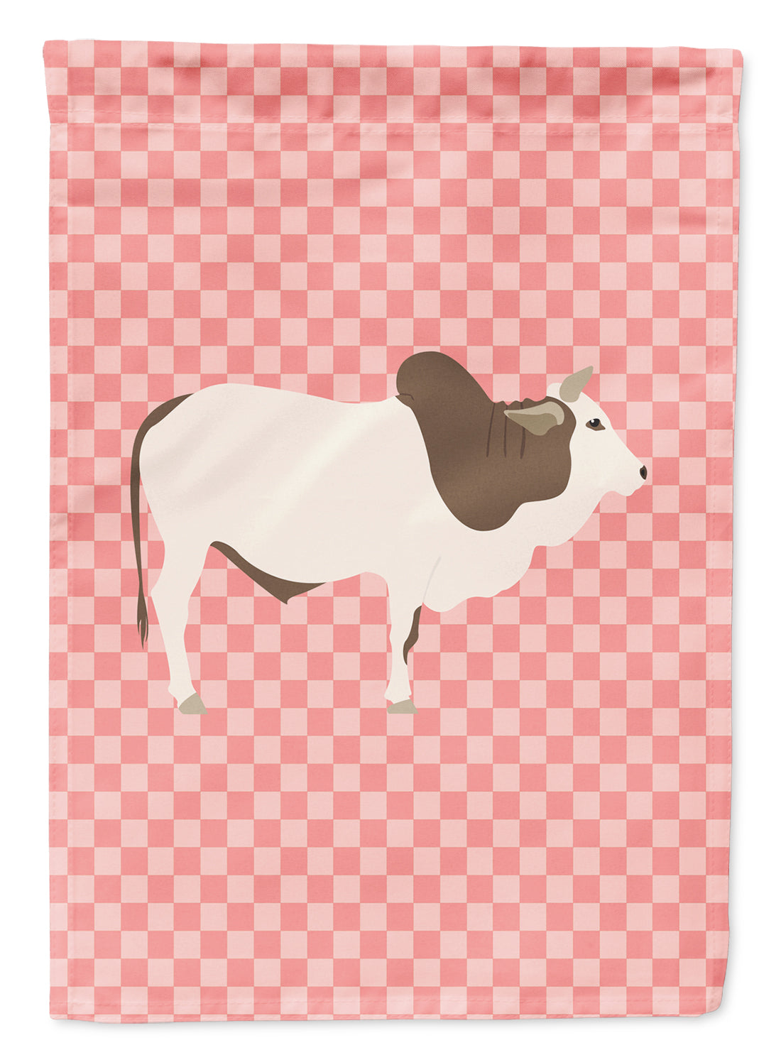 Malvi Cow Pink Check Flag Garden Size