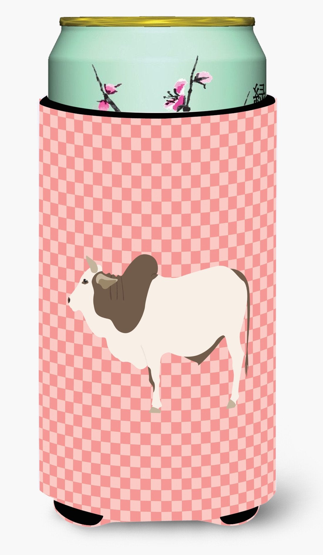 Malvi Cow Pink Check Tall Boy Beverage Insulator Hugger BB7830TBC by Caroline's Treasures