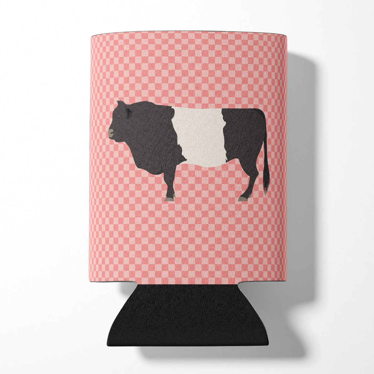 Belted Galloway Cow Pink Check Can or Bottle Hugger BB7831CC