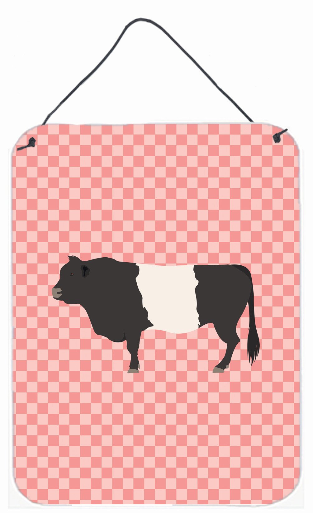 Belted Galloway Cow Pink Check Wall or Door Hanging Prints BB7831DS1216 by Caroline's Treasures
