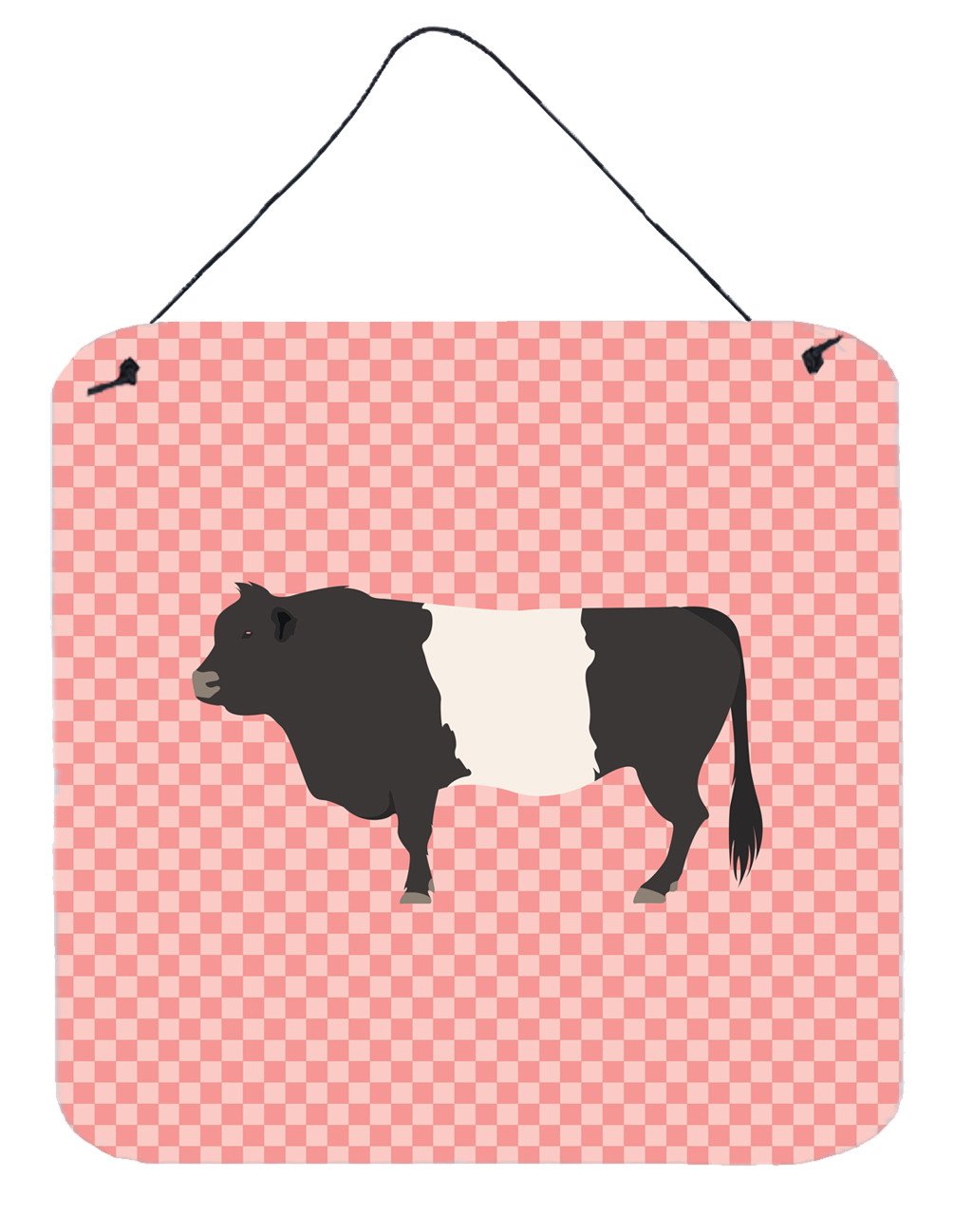Belted Galloway Cow Pink Check Wall or Door Hanging Prints BB7831DS66 by Caroline's Treasures