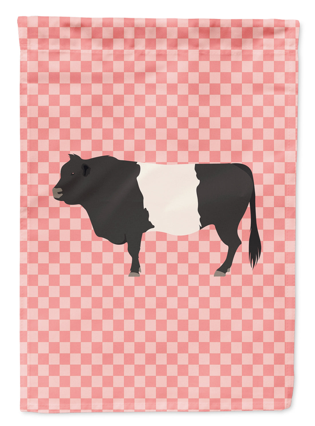 Belted Galloway Cow Pink Check Flag Garden Size  the-store.com.
