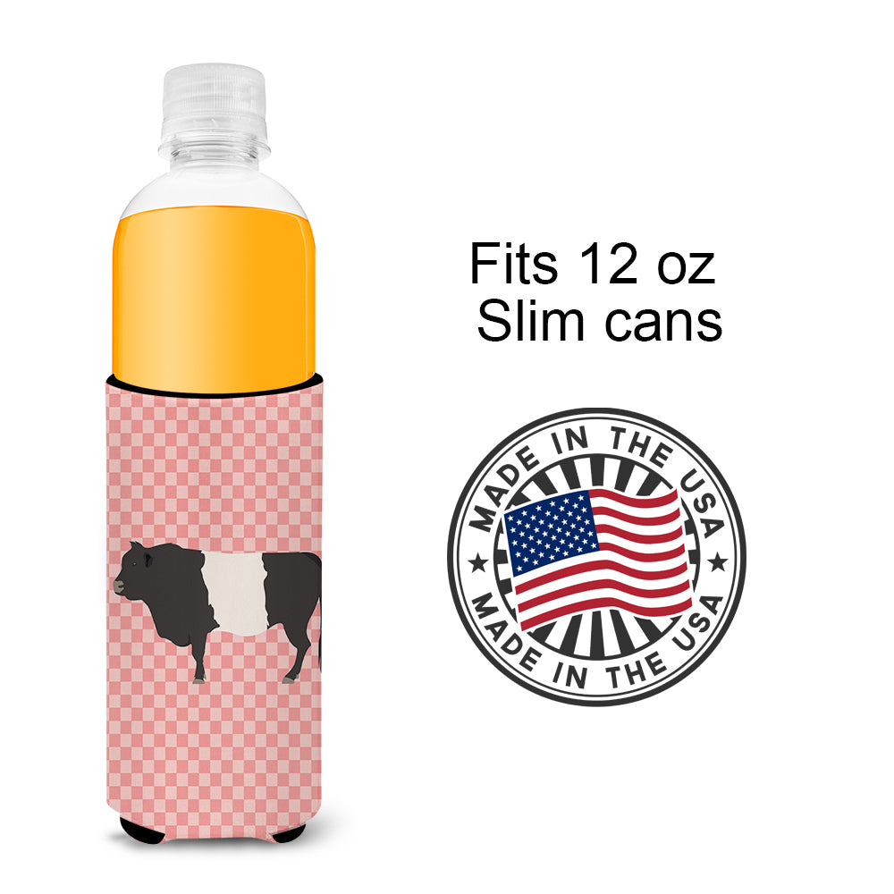 Belted Galloway Cow Pink Check  Ultra Hugger for slim cans  the-store.com.