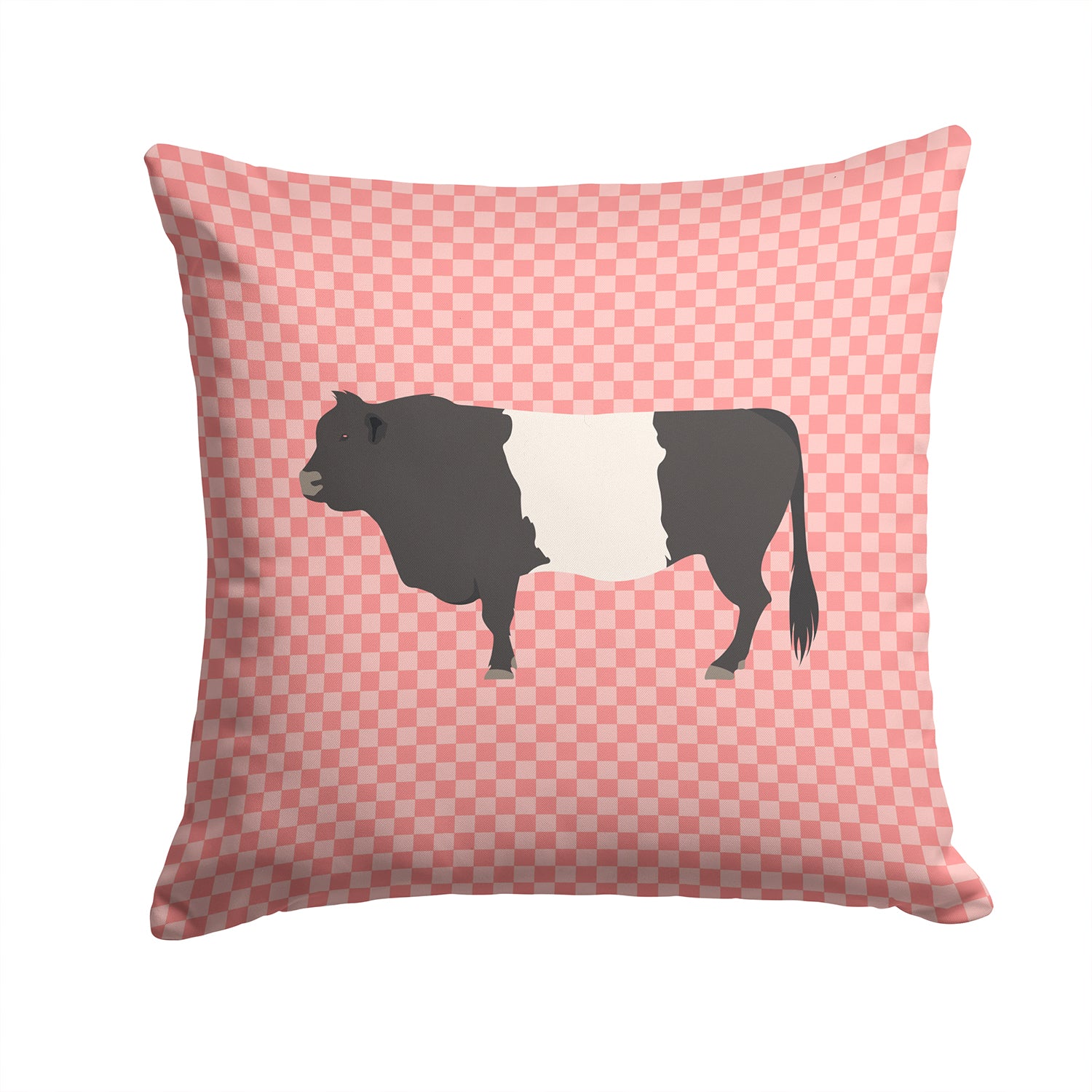 Belted Galloway Cow Pink Check Fabric Decorative Pillow BB7831PW1414 - the-store.com