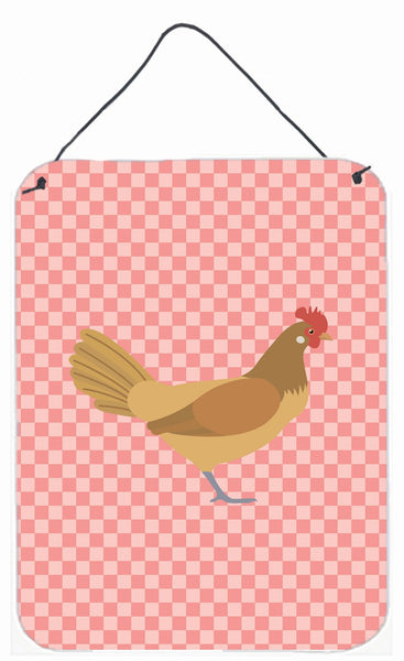 Frisian Friesian Chicken Pink Check Wall or Door Hanging Prints BB7832DS1216 by Caroline's Treasures