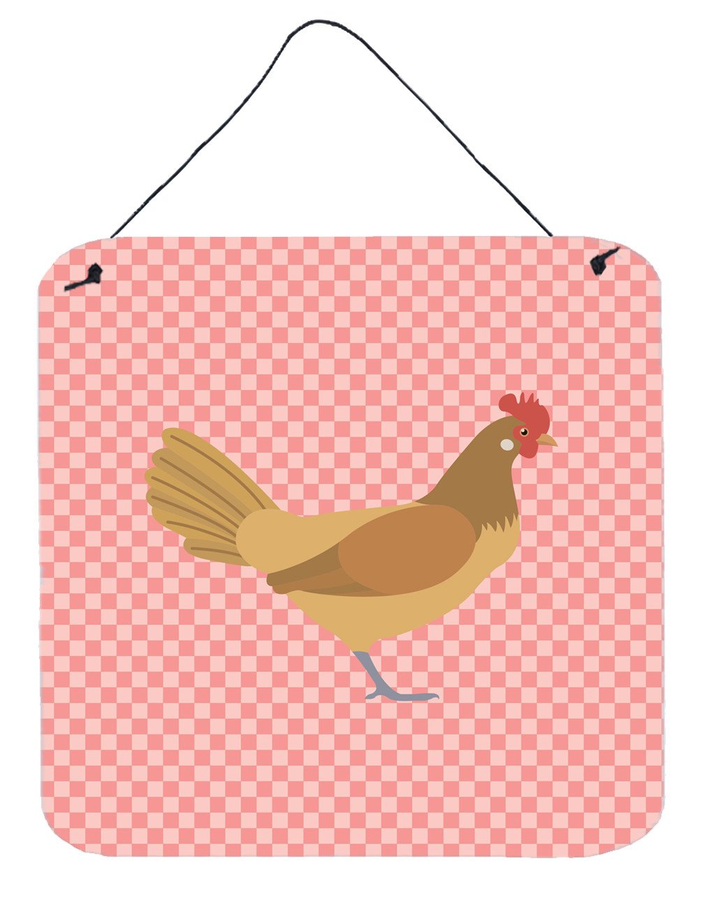 Frisian Friesian Chicken Pink Check Wall or Door Hanging Prints BB7832DS66 by Caroline&#39;s Treasures