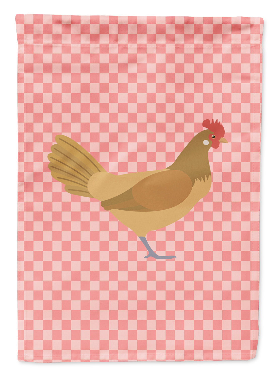 Frisian Friesian Chicken Pink Check Flag Garden Size  the-store.com.