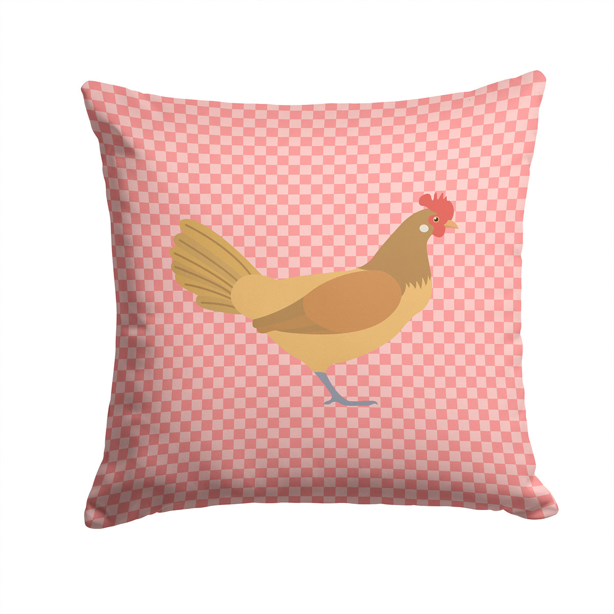 Frisian Friesian Chicken Pink Check Fabric Decorative Pillow BB7832PW1414 - the-store.com