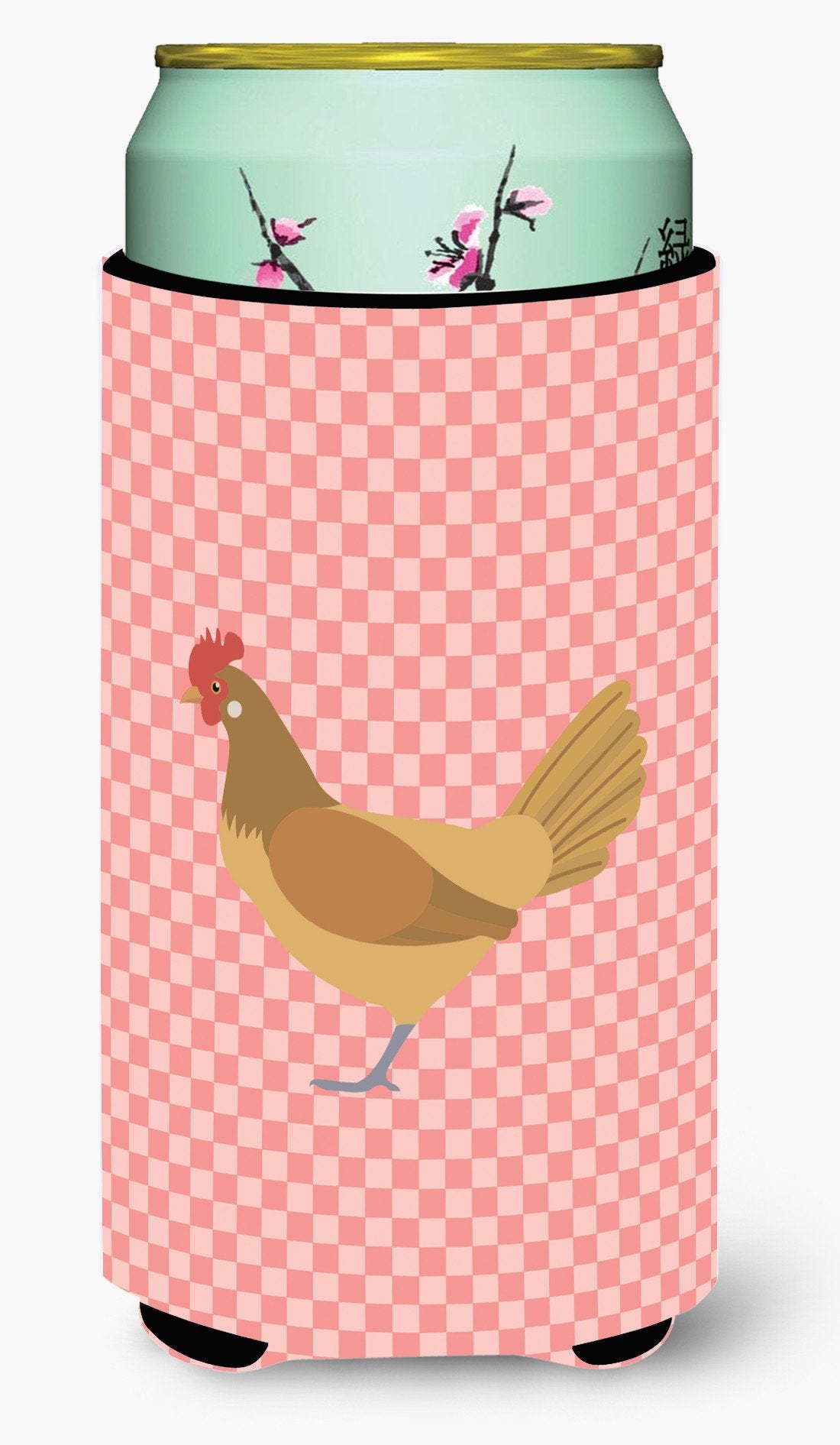 Frisian Friesian Chicken Pink Check Tall Boy Beverage Insulator Hugger BB7832TBC by Caroline's Treasures