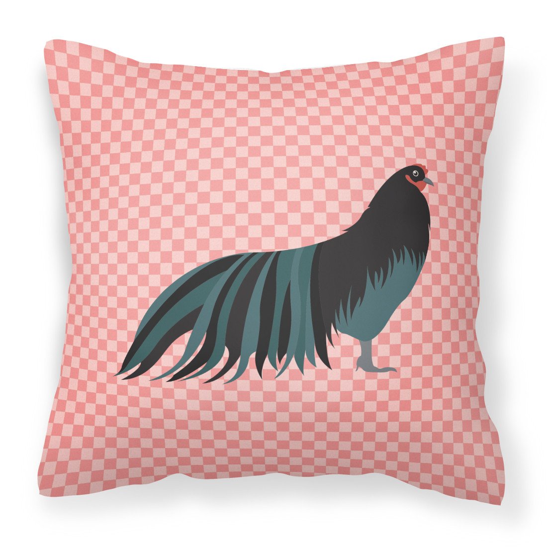 Sumatra Chicken Pink Check Fabric Decorative Pillow BB7833PW1818 by Caroline&#39;s Treasures