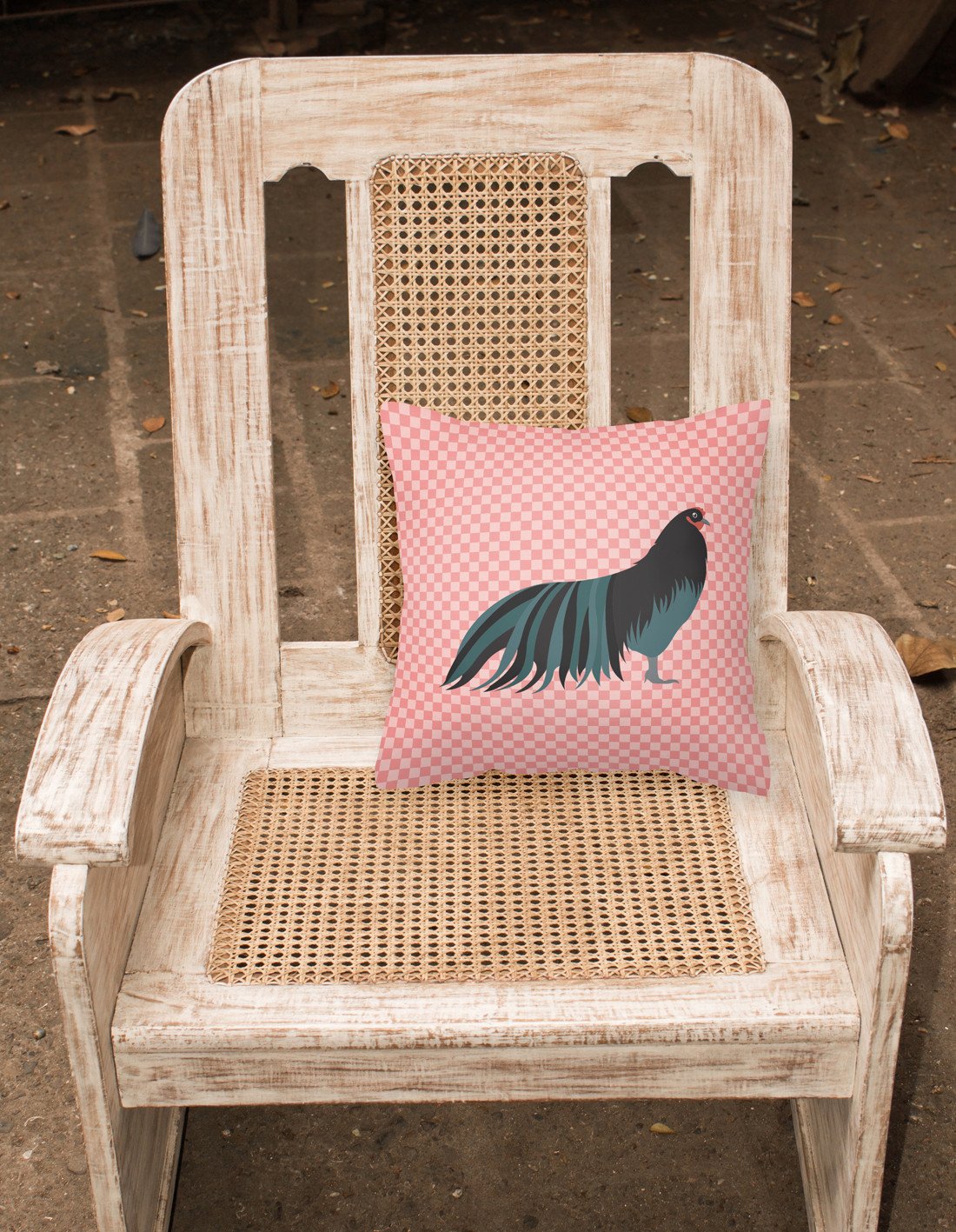 Sumatra Chicken Pink Check Fabric Decorative Pillow BB7833PW1818 by Caroline's Treasures