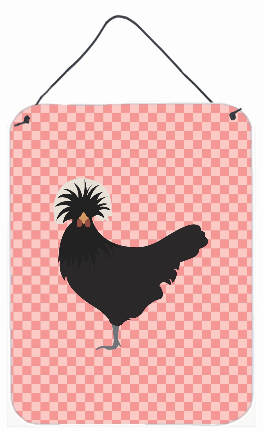 Polish Poland Chicken Pink Check Wall or Door Hanging Prints BB7834DS1216 by Caroline's Treasures