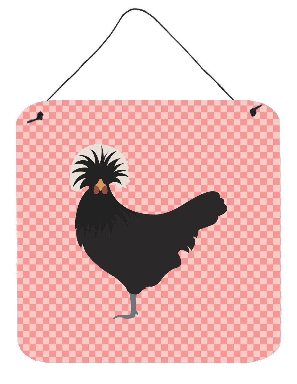 Polish Poland Chicken Pink Check Wall or Door Hanging Prints BB7834DS66 by Caroline&#39;s Treasures
