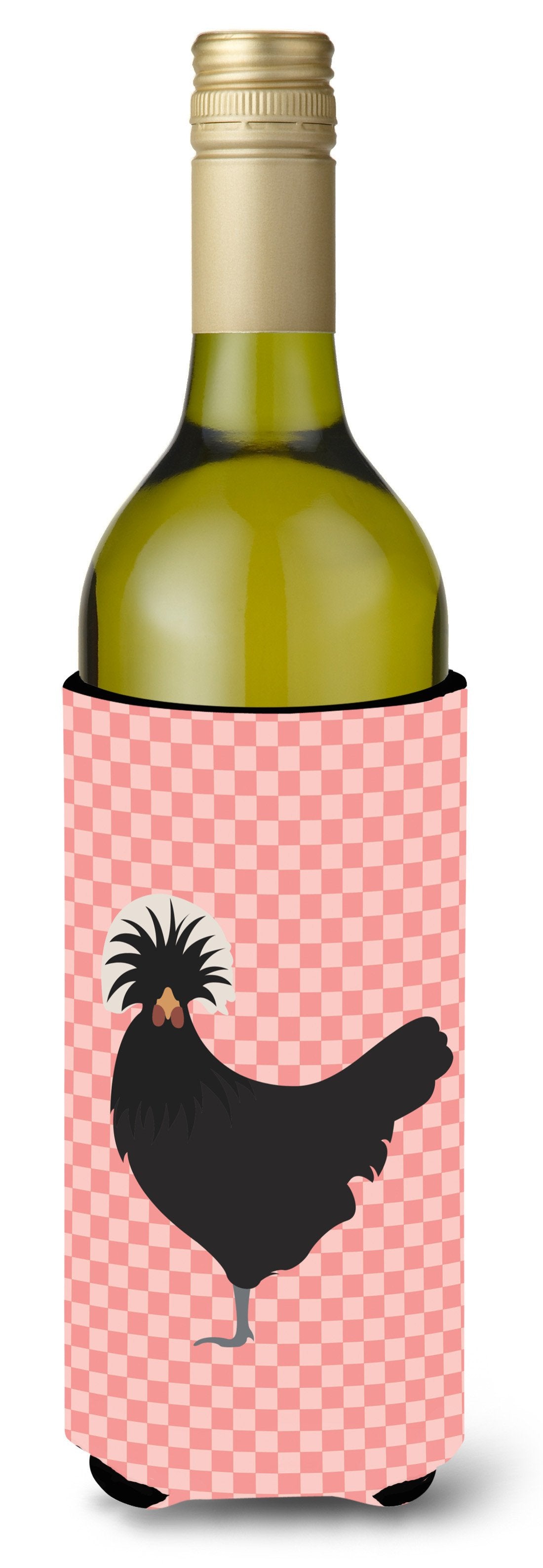Polish Poland Chicken Pink Check Wine Bottle Beverge Insulator Hugger BB7834LITERK by Caroline&#39;s Treasures
