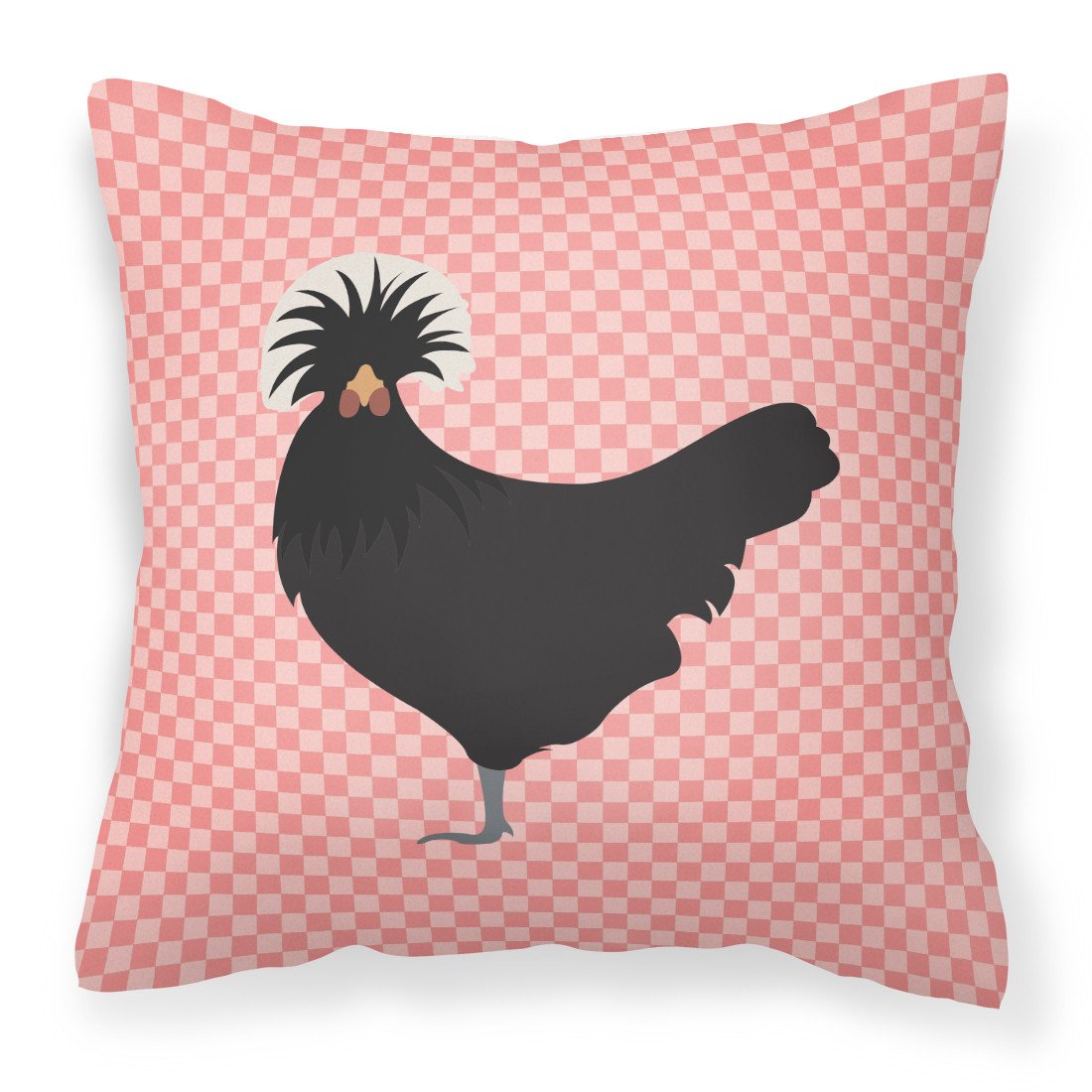 Polish Poland Chicken Pink Check Fabric Decorative Pillow BB7834PW1818 by Caroline&#39;s Treasures