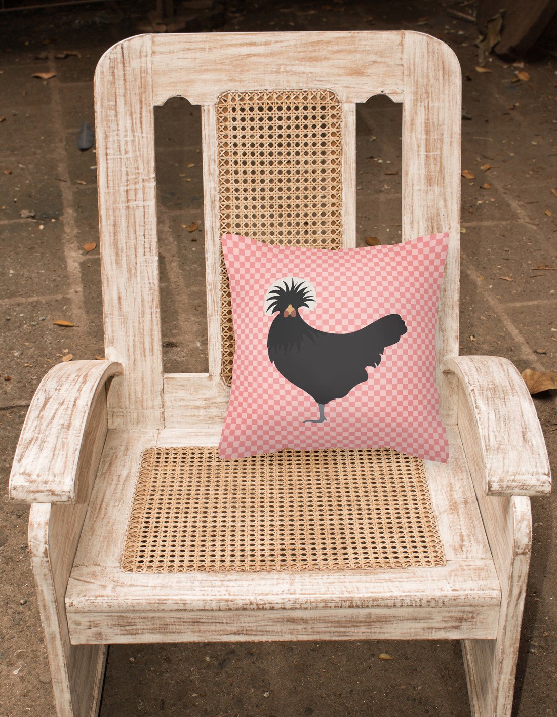 Polish Poland Chicken Pink Check Fabric Decorative Pillow BB7834PW1818 by Caroline's Treasures