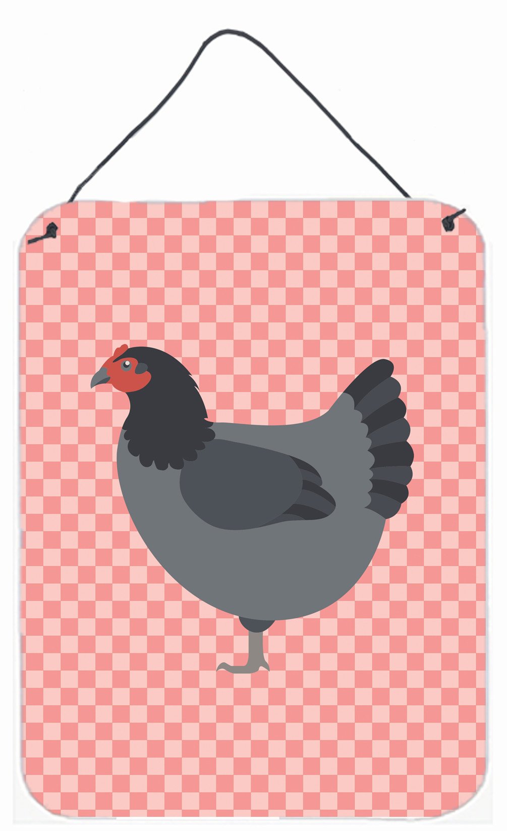 Jersey Giant Chicken Pink Check Wall or Door Hanging Prints BB7835DS1216 by Caroline&#39;s Treasures