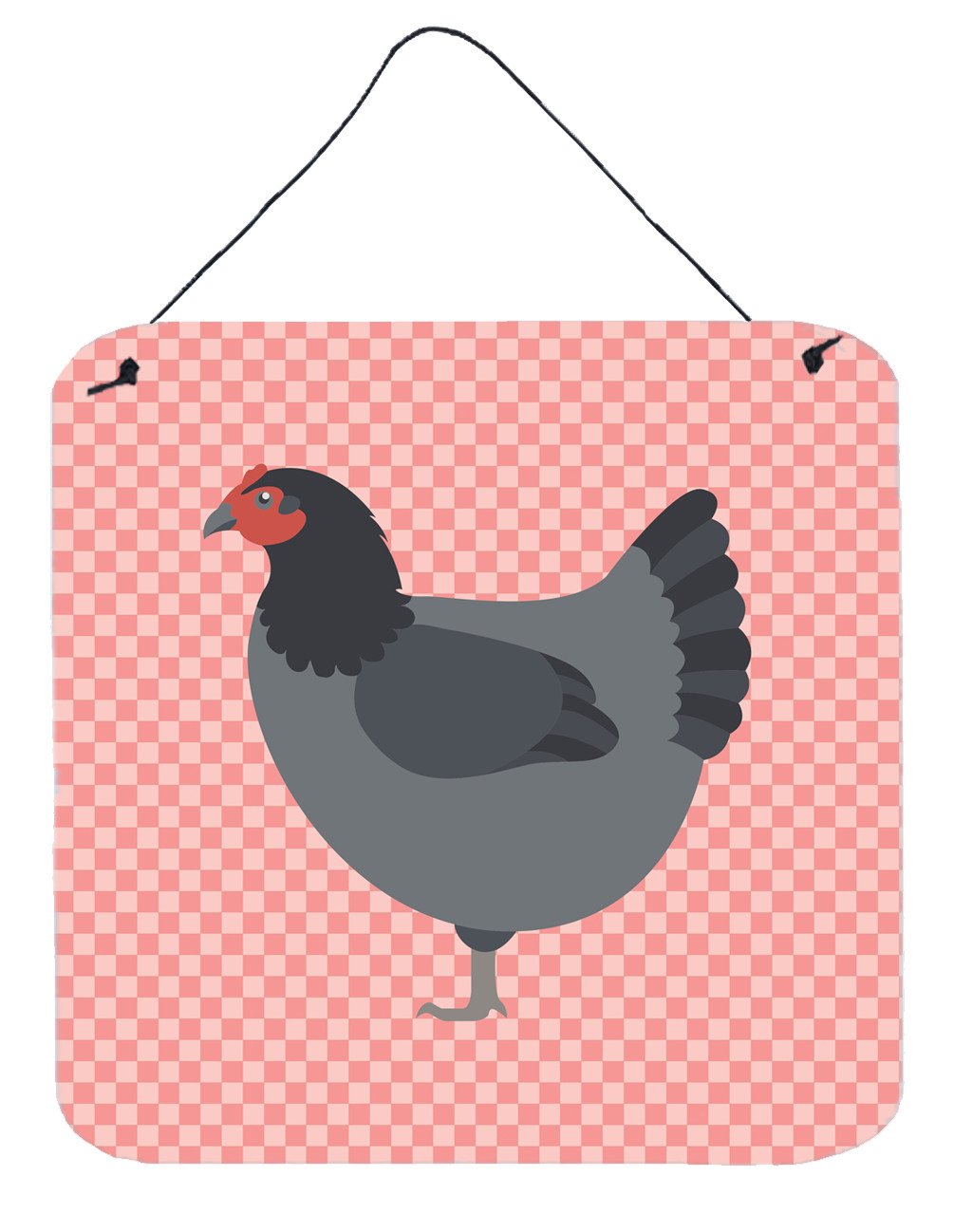 Jersey Giant Chicken Pink Check Wall or Door Hanging Prints BB7835DS66 by Caroline&#39;s Treasures