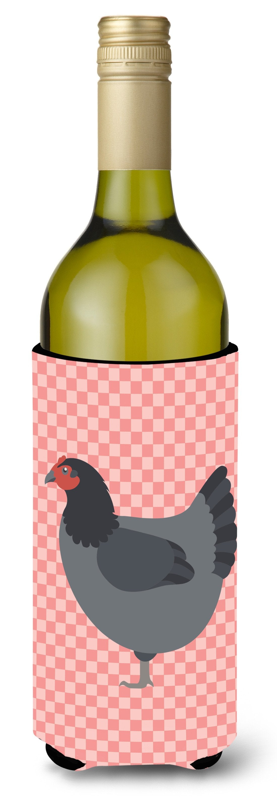 Jersey Giant Chicken Pink Check Wine Bottle Beverge Insulator Hugger BB7835LITERK by Caroline&#39;s Treasures