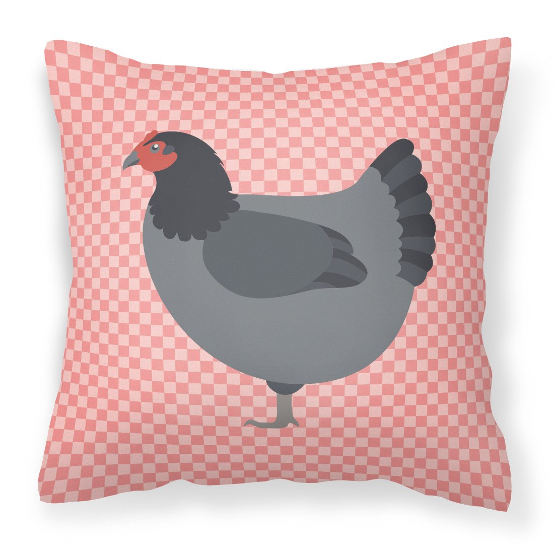 Jersey Giant Chicken Pink Check Fabric Decorative Pillow BB7835PW1818 by Caroline&#39;s Treasures