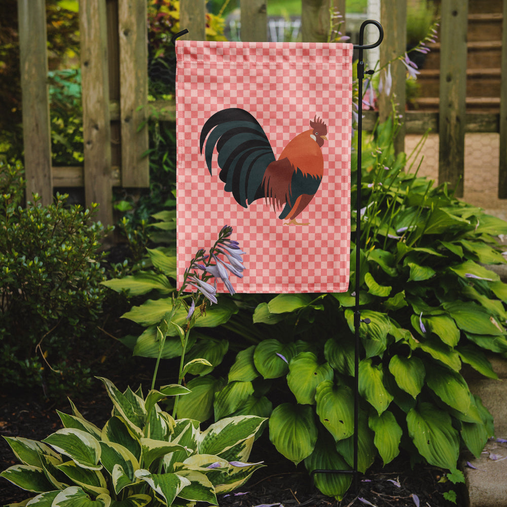 Dutch Bantam Chicken Pink Check Flag Garden Size