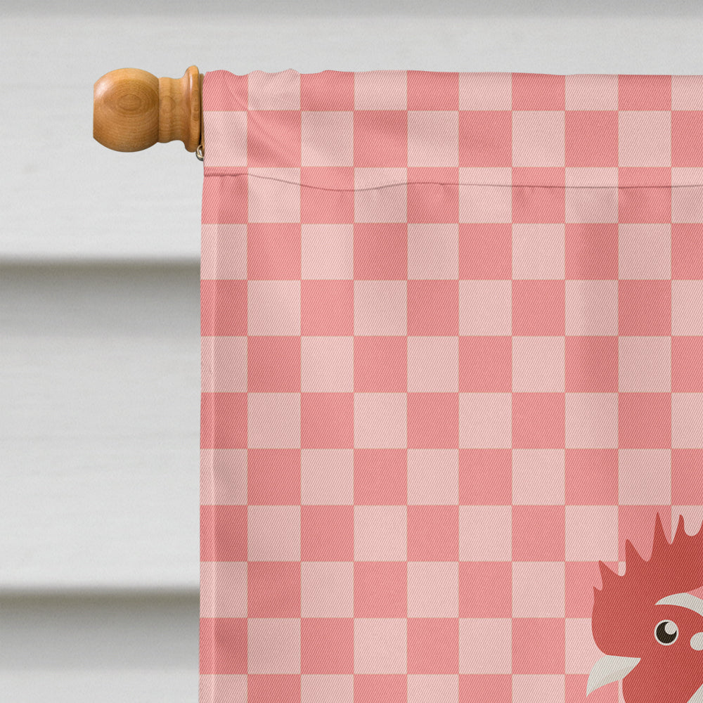 German Langshan Chicken Pink Check Flag Canvas House Size BB7837CHF