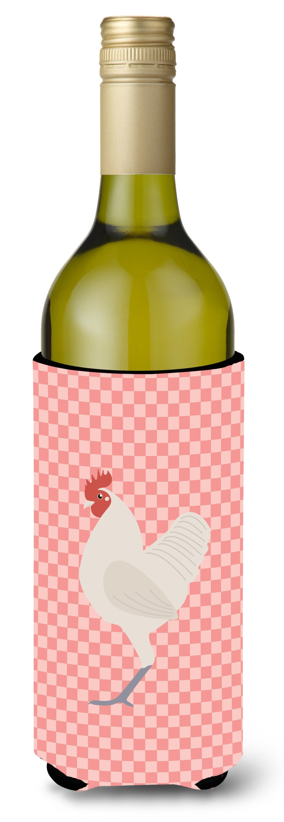 German Langshan Chicken Pink Check Wine Bottle Beverge Insulator Hugger BB7837LITERK by Caroline&#39;s Treasures