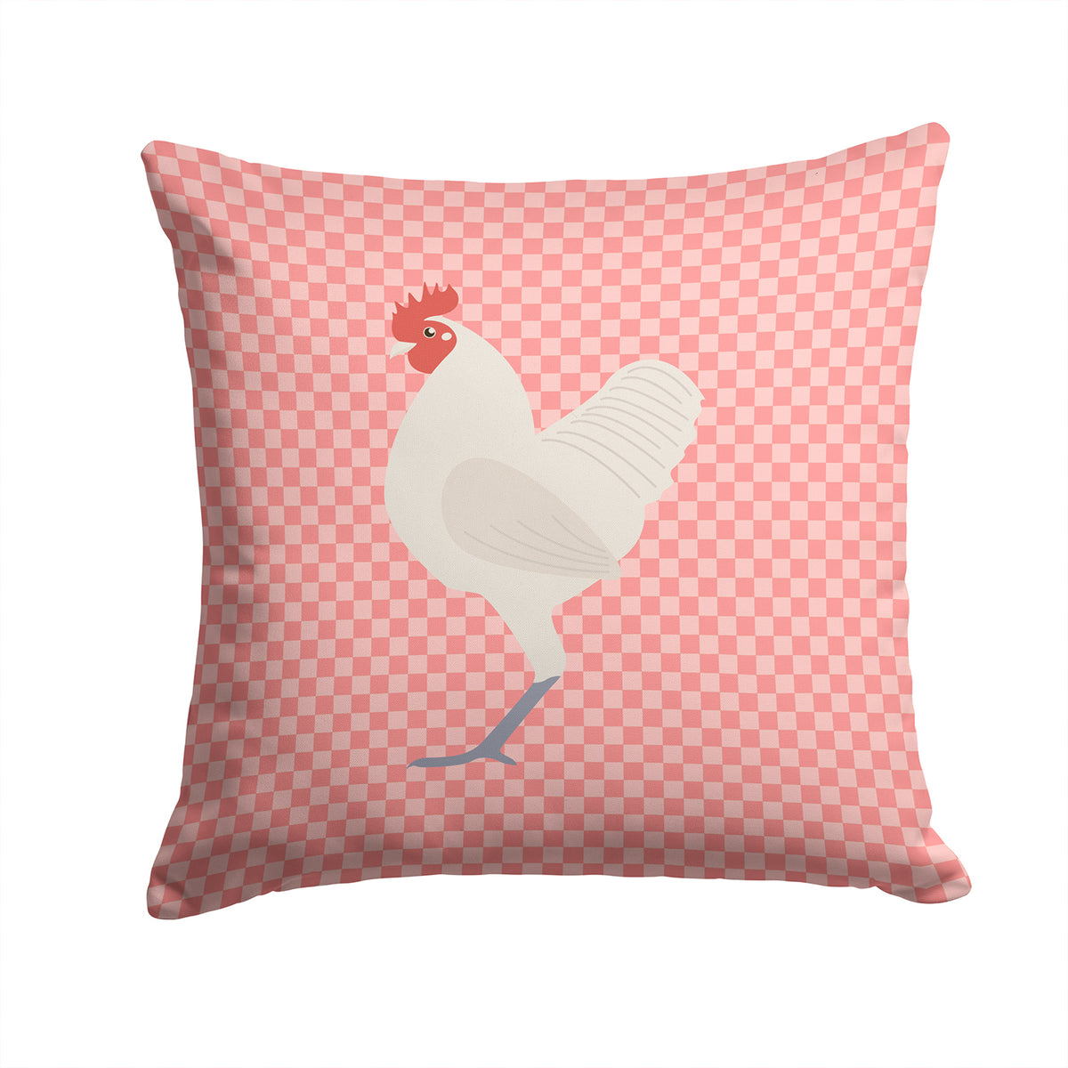 German Langshan Chicken Pink Check Fabric Decorative Pillow BB7837PW1414 - the-store.com