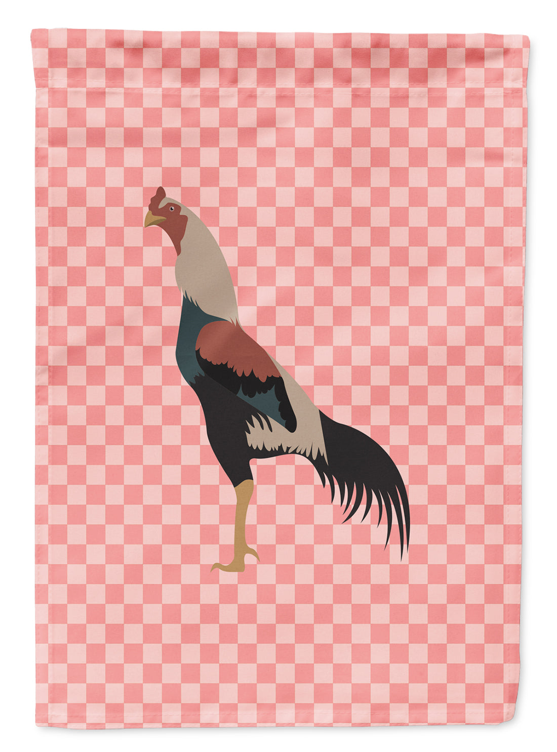 Kulang Chicken Pink Check Flag Garden Size  the-store.com.