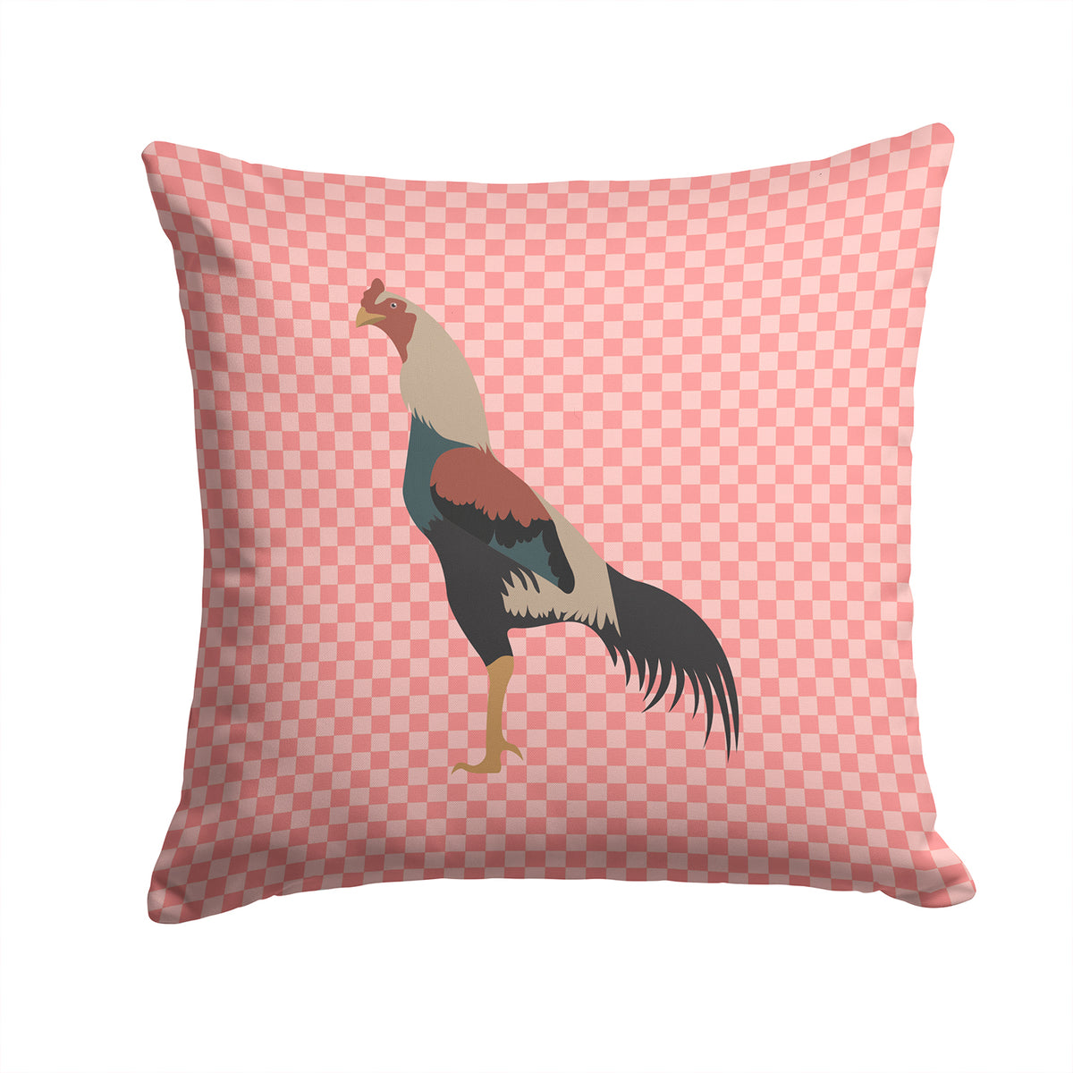 Kulang Chicken Pink Check Fabric Decorative Pillow BB7838PW1414 - the-store.com