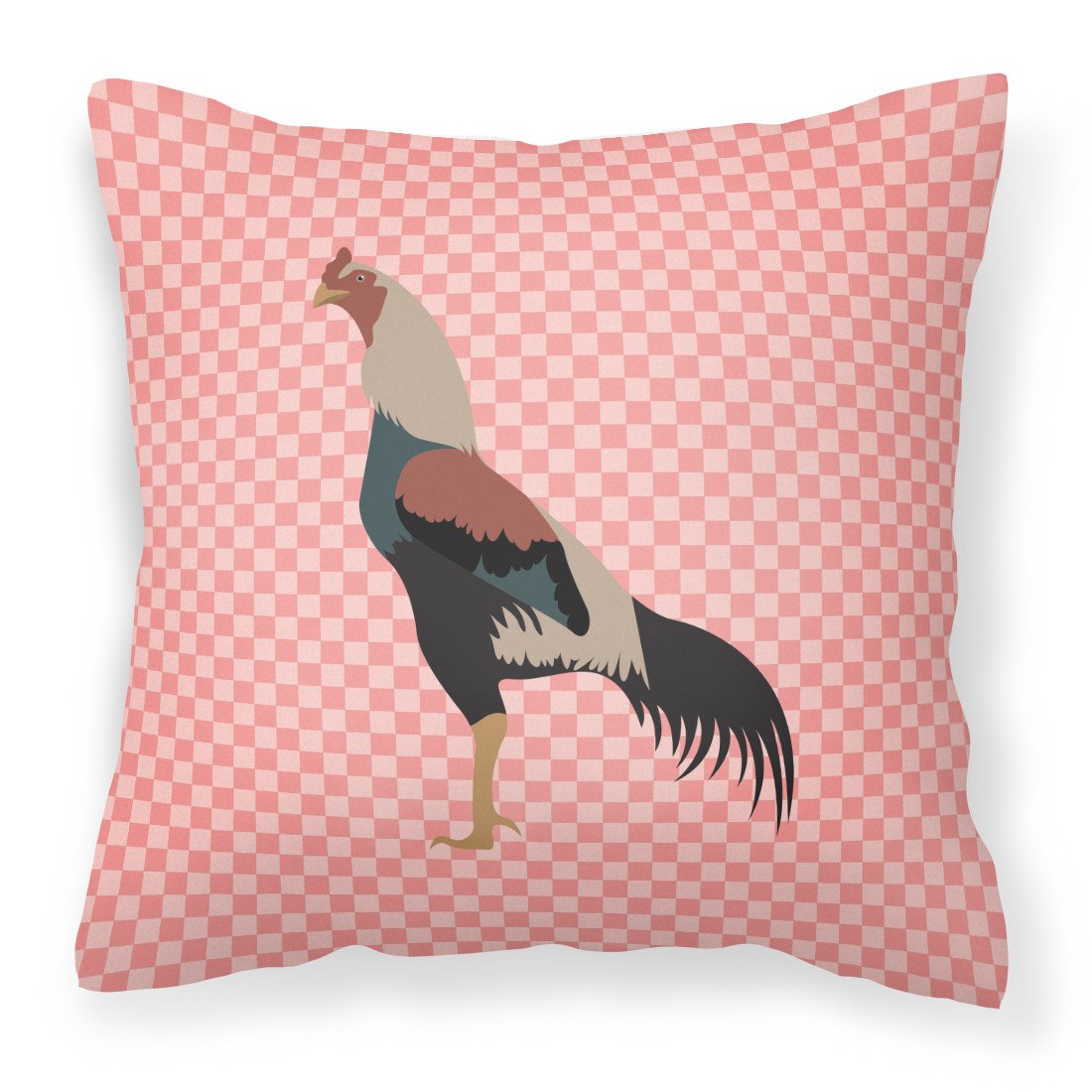Kulang Chicken Pink Check Fabric Decorative Pillow BB7838PW1818 by Caroline's Treasures