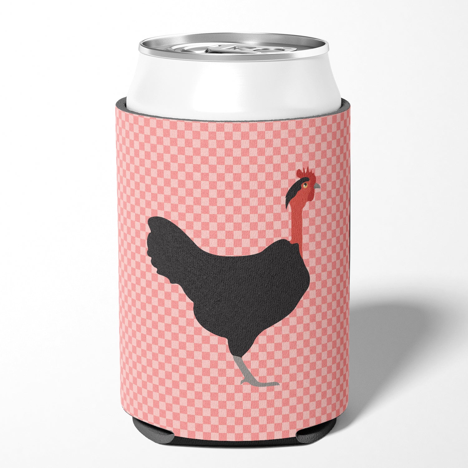 Naked Neck Chicken Pink Check Can or Bottle Hugger BB7839CC