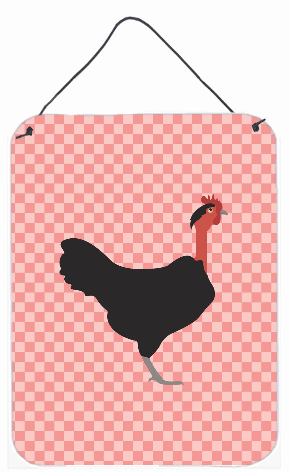 Naked Neck Chicken Pink Check Wall or Door Hanging Prints BB7839DS1216 by Caroline&#39;s Treasures