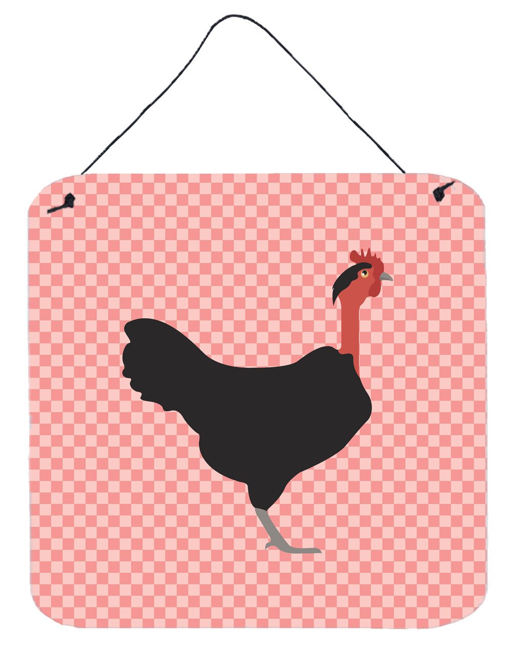 Naked Neck Chicken Pink Check Wall or Door Hanging Prints BB7839DS66 by Caroline's Treasures