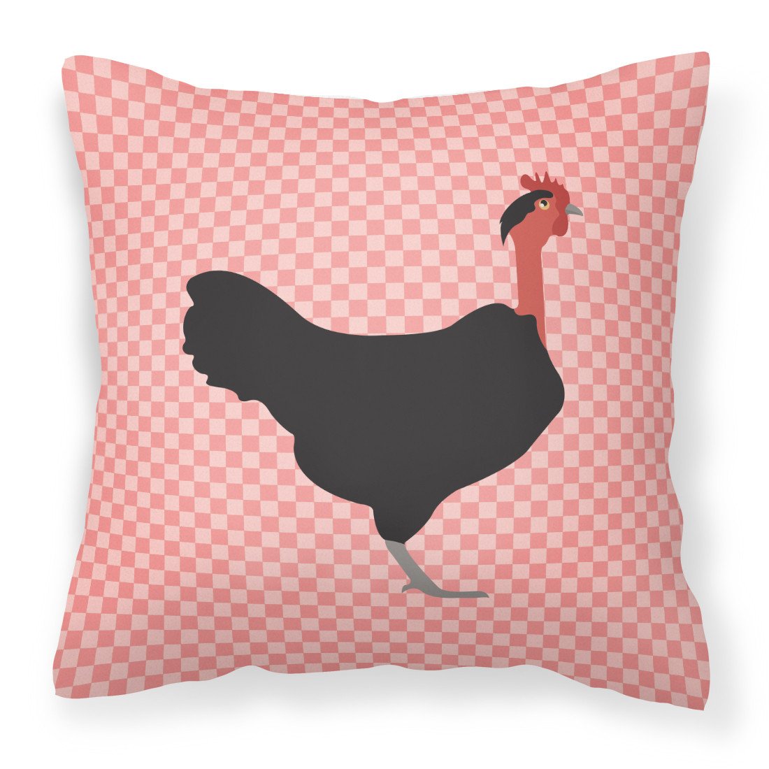 Naked Neck Chicken Pink Check Fabric Decorative Pillow BB7839PW1818 by Caroline&#39;s Treasures