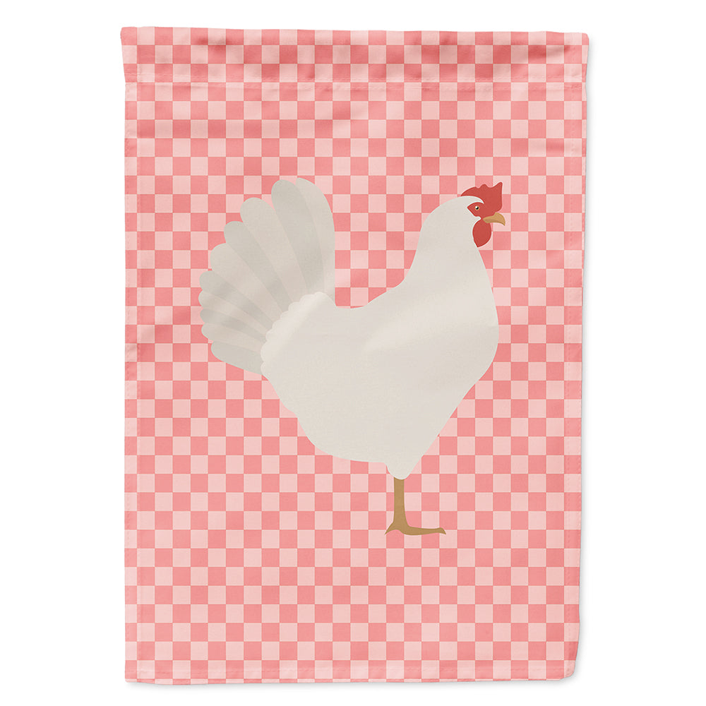 Leghorn Chicken Pink Check Flag Canvas House Size BB7840CHF