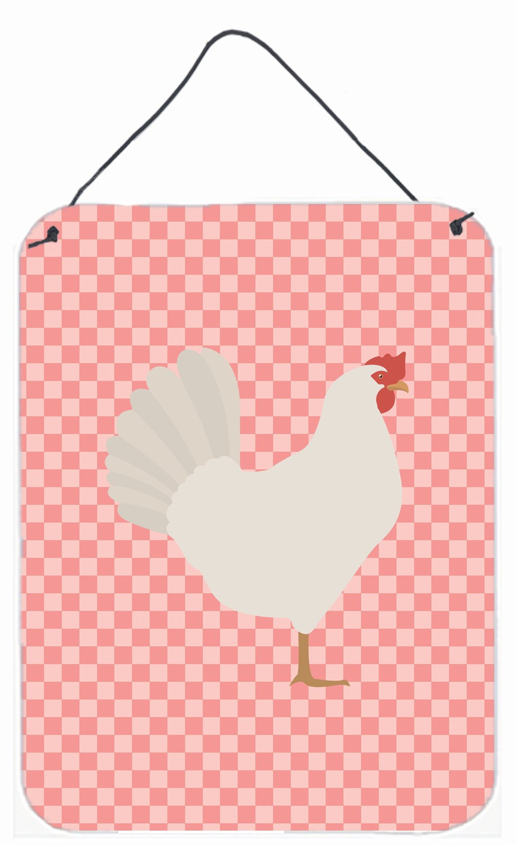 Leghorn Chicken Pink Check Wall or Door Hanging Prints BB7840DS1216 by Caroline&#39;s Treasures