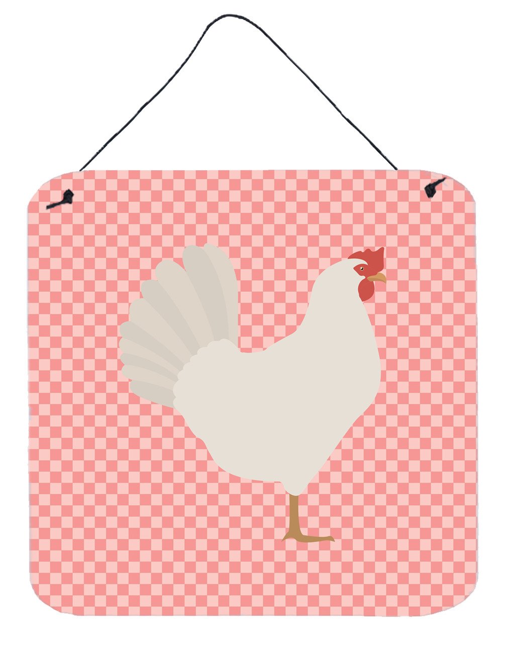 Leghorn Chicken Pink Check Wall or Door Hanging Prints BB7840DS66 by Caroline&#39;s Treasures