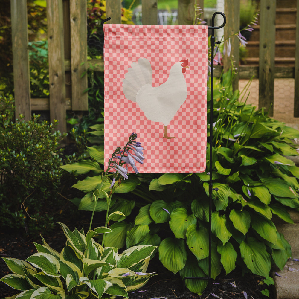 Leghorn Chicken Pink Check Flag Garden Size