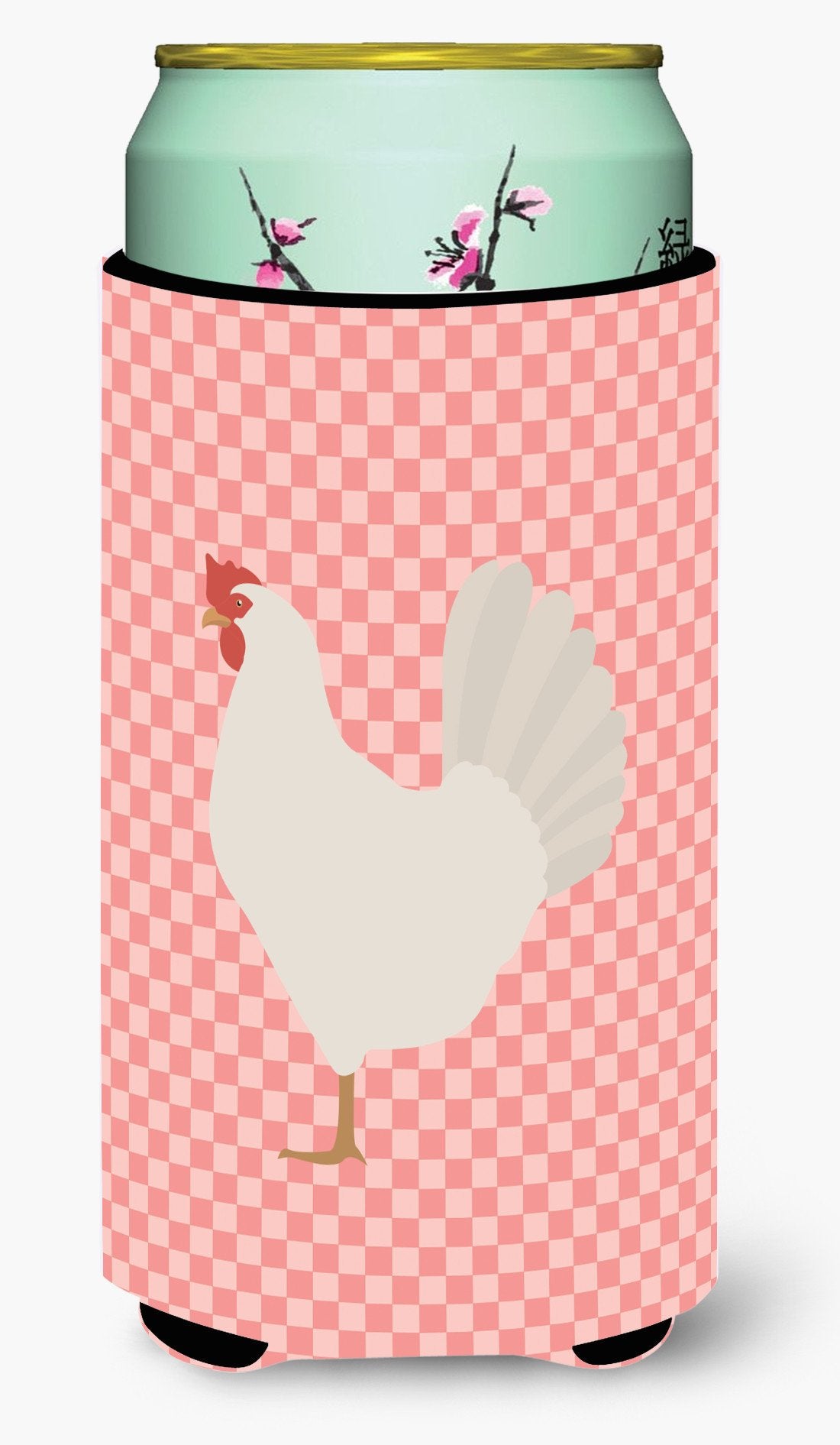 Leghorn Chicken Pink Check Tall Boy Beverage Insulator Hugger BB7840TBC by Caroline&#39;s Treasures