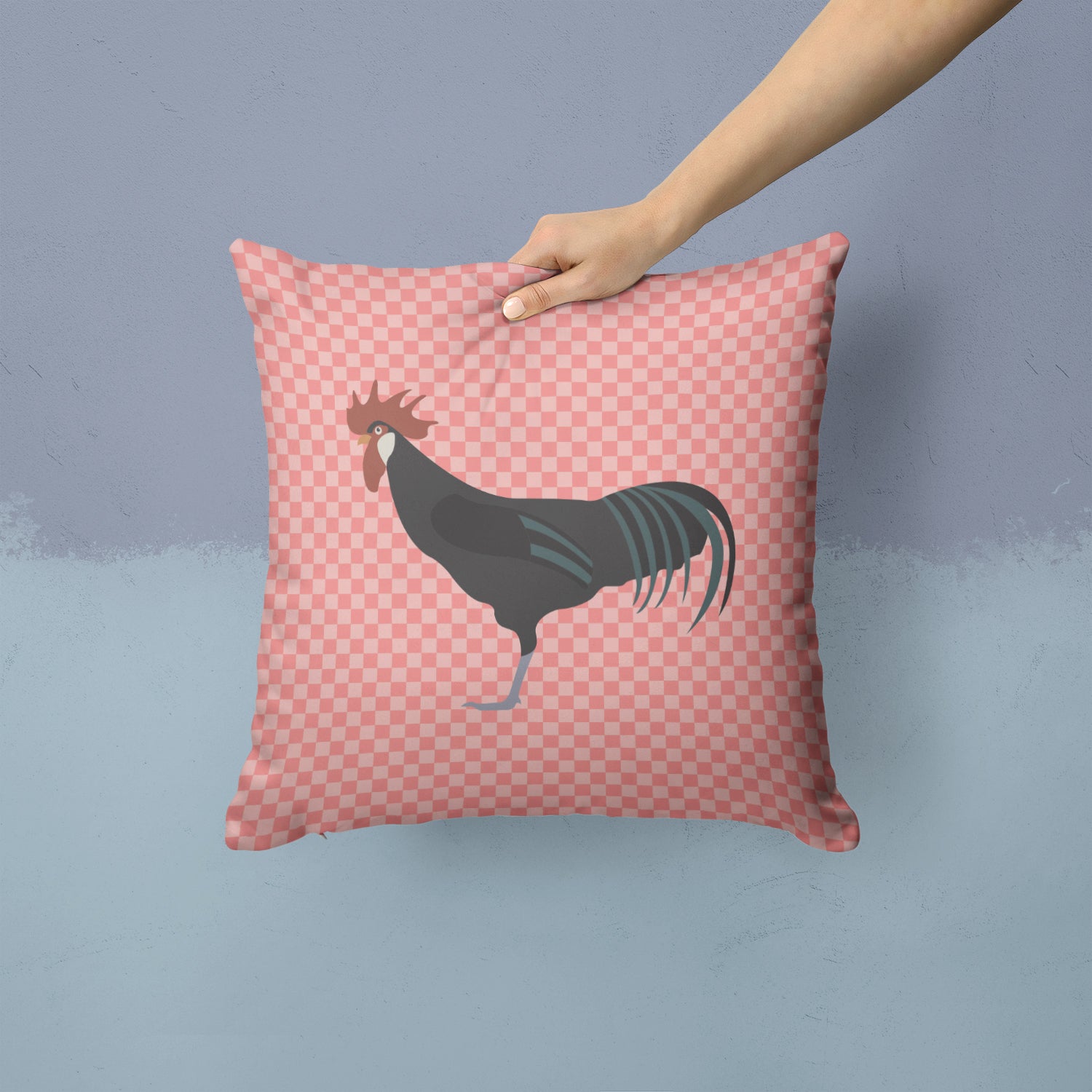 Minorca Ctalalan Chicken Pink Check Fabric Decorative Pillow BB7841PW1414 - the-store.com