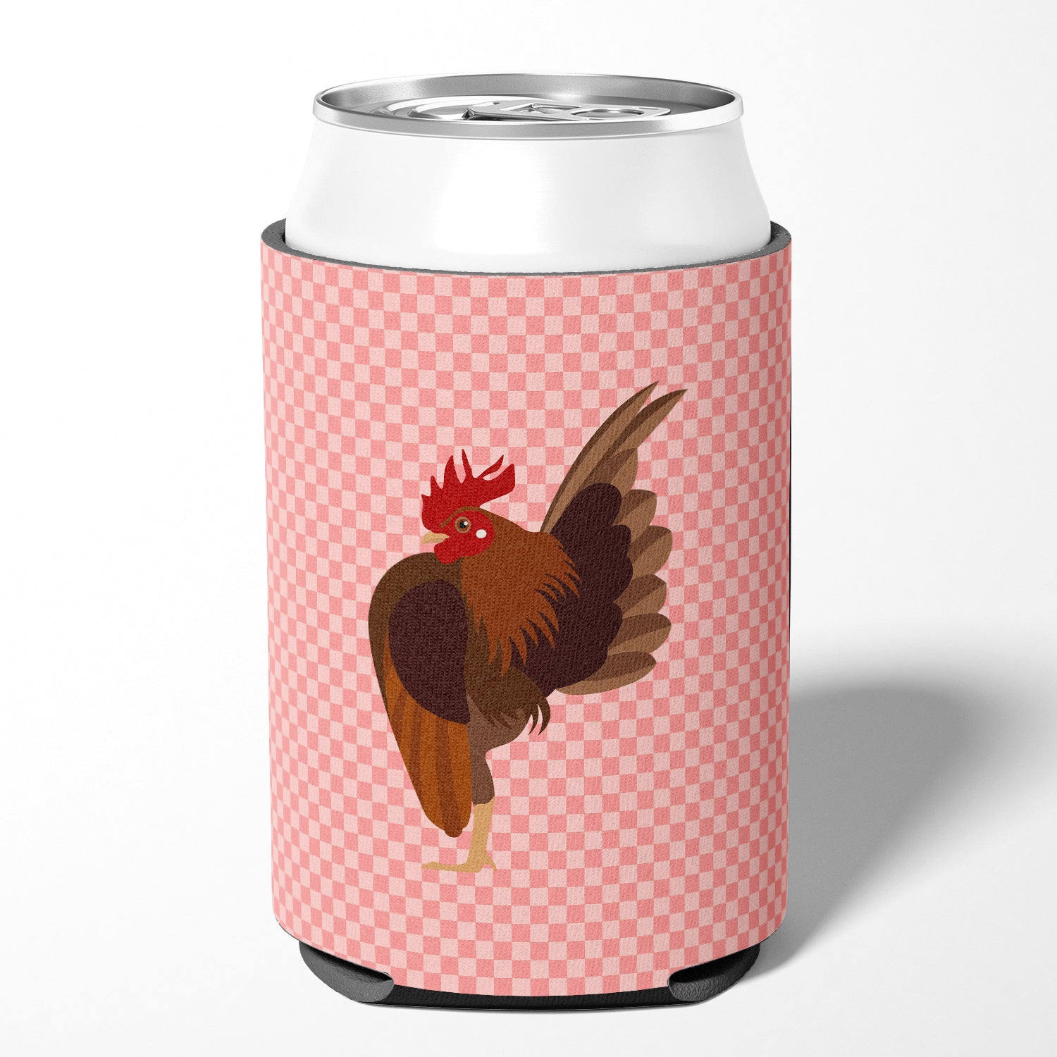 Malaysian Serama Chicken Pink Check Can or Bottle Hugger BB7842CC  the-store.com.