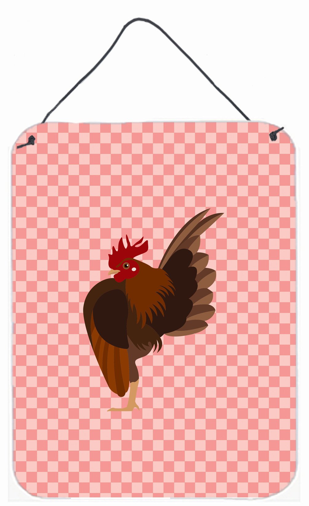 Malaysian Serama Chicken Pink Check Wall or Door Hanging Prints BB7842DS1216 by Caroline&#39;s Treasures