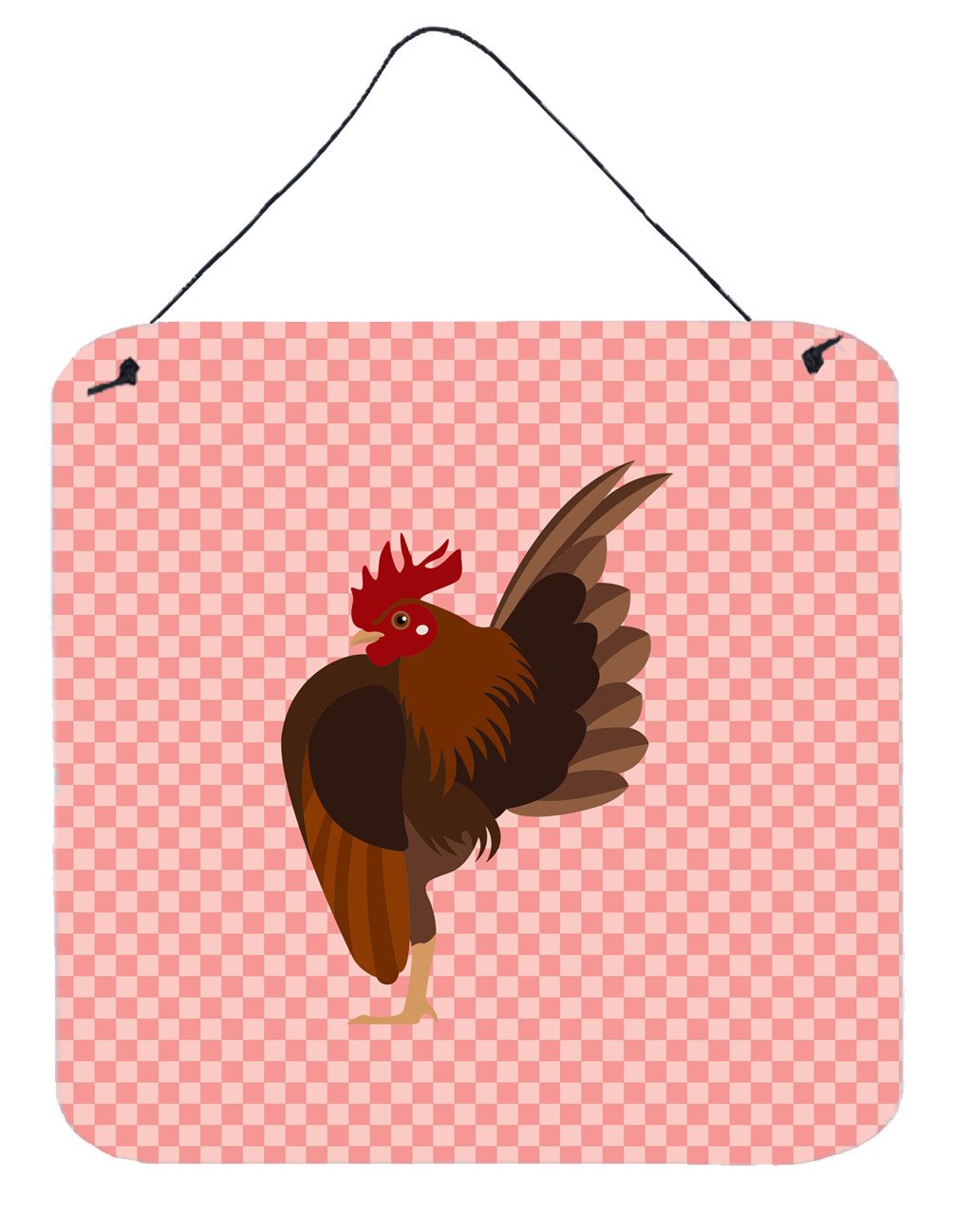 Malaysian Serama Chicken Pink Check Wall or Door Hanging Prints BB7842DS66 by Caroline&#39;s Treasures