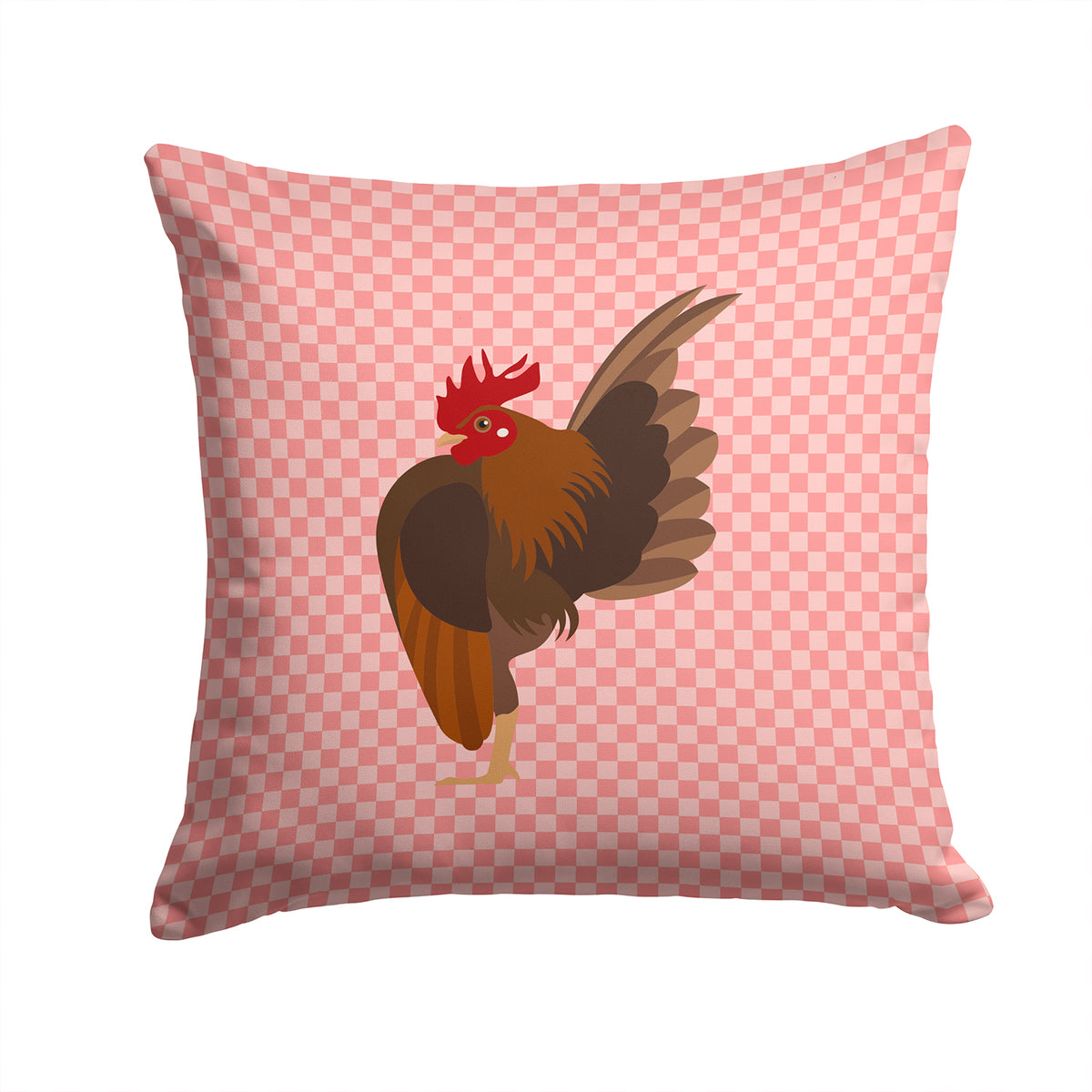 Malaysian Serama Chicken Pink Check Fabric Decorative Pillow BB7842PW1414 - the-store.com